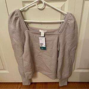 NWT puff sleeve box neck sweater